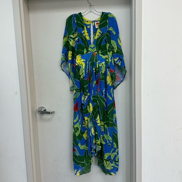 NWT FARM Rio Blue Banana Leaves Maxi Dress - Picture 3 of 9
